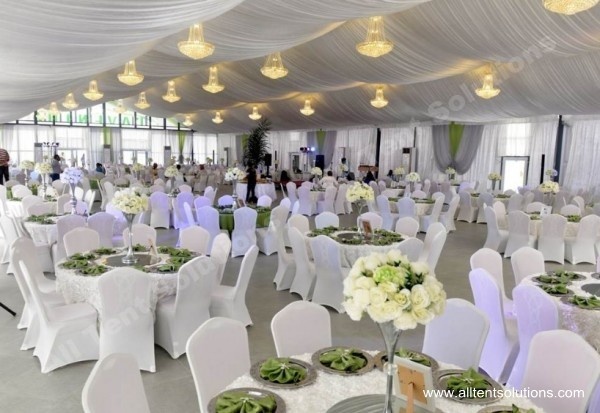 Tent Hall for Event Center with Decoration Lining Curtain and Tables