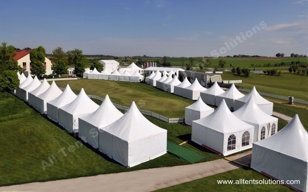 Weather resistant pagoda tent for hajj and Ramadan with PVC fabric