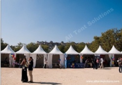 Weather resistant pagoda tent for outdoor event exhibition